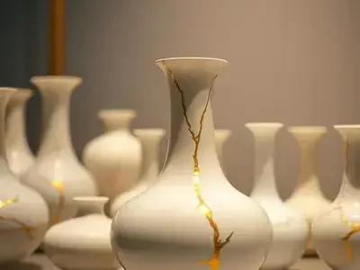 金継ぎされた陶器